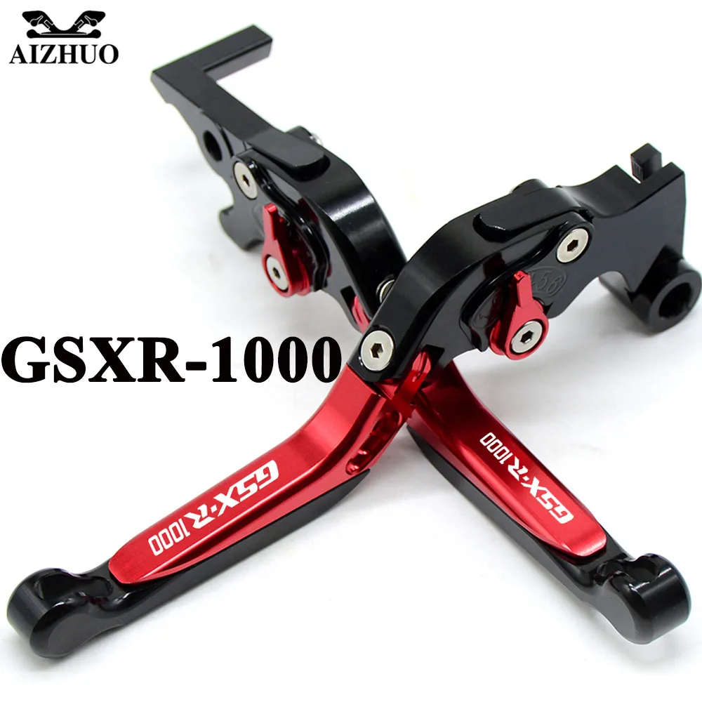 Motorcycle Clutch Brake Lever Aluminum Extendable Adjustable Levers For Suzuki GSX-R1000 GSXR 1000 2001-2004 With GSX-R1000 LOGO