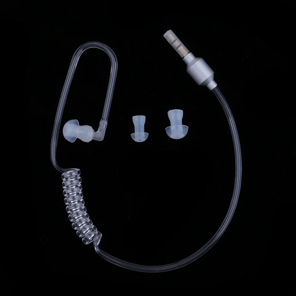 Anti-Radiation Mono Earphones 3.5mm Stereo Acoustic Hollow Air Tube Wired Earpiece Hands-free with Mic Headsets Lightweight