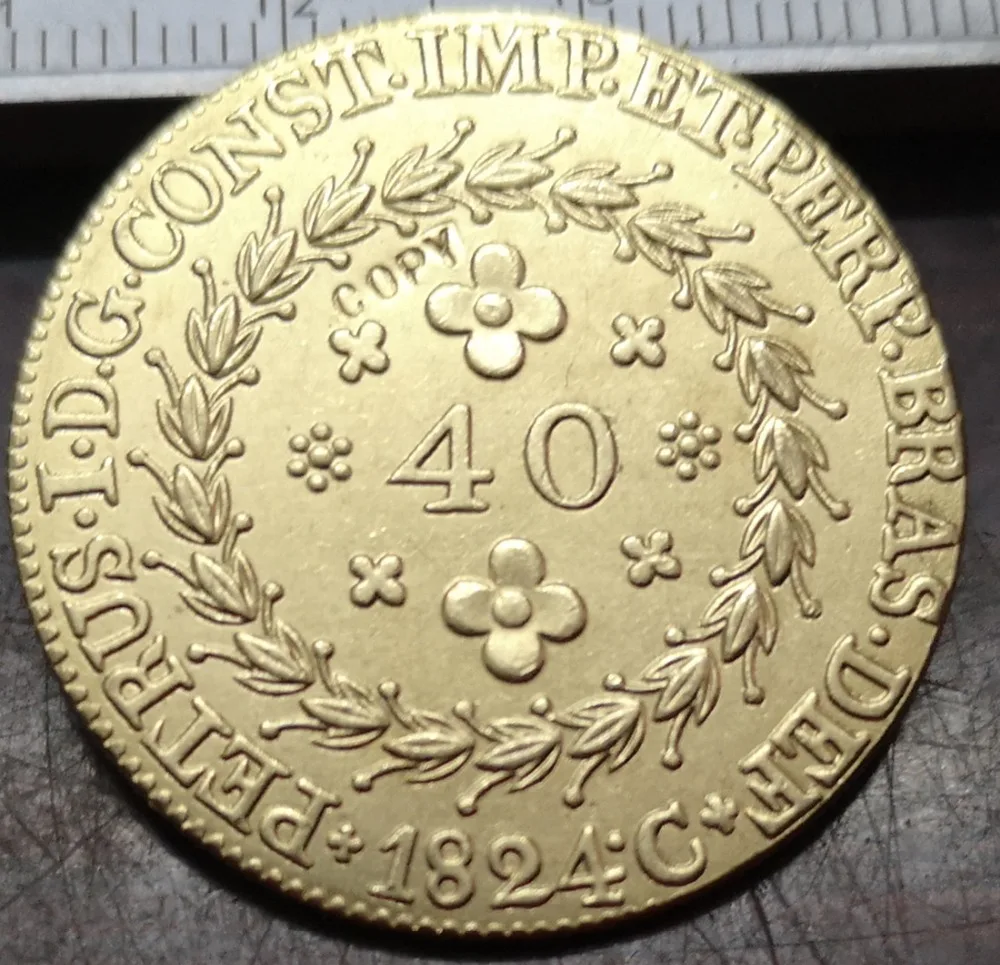 1824 Бразилия 40 Reis Pedro I медная копия монеты|Безвалютные монеты| |