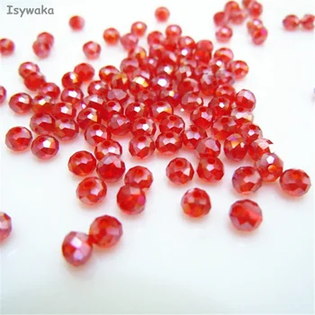 

Isywaka Red AB Color 3*4mm 145pcs Rondelle Austria faceted Crystal Glass Beads Loose Spacer Round Beads for Jewelry Making