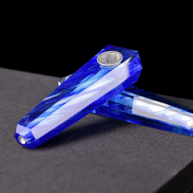 

Drop Shipping wholesale Natural blue smelting Quartz Crystal Smoking Pipe+strainer quartz stone healing wand Free Shipping
