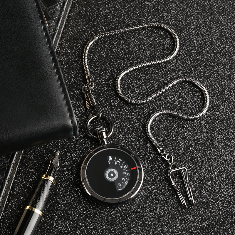 Кварцевые карманные часы модные черные цифры время чтения с 30 см цепочкой без крышки дизайн мужские часы креативные часы