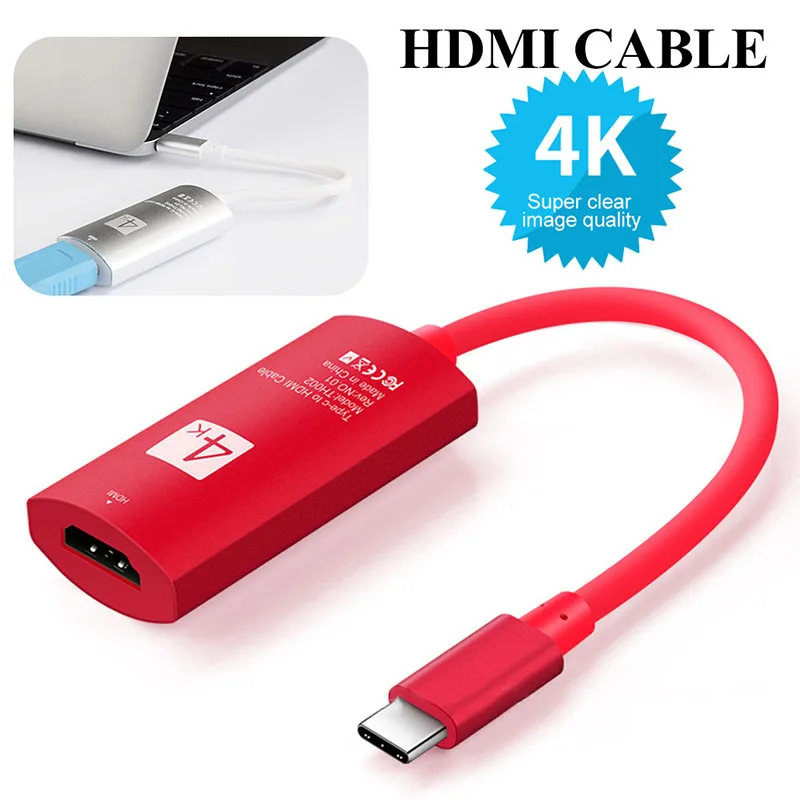 Red USB C 3 1 Type C to HDMI Support 4k Converter Adapter Cable for Galaxy