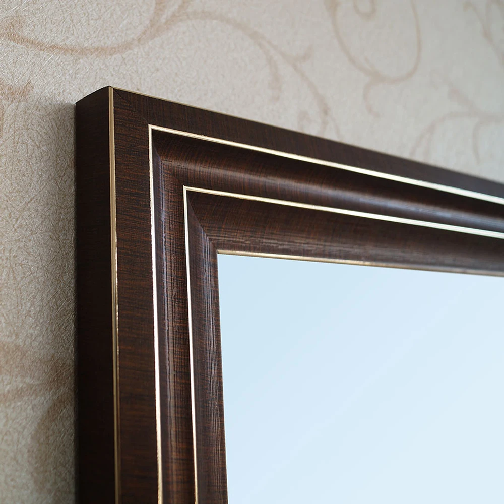 الرجعية الجوز الأسود مرآة حمام الحائط المعيشة غرفة نوم المرآة البالونية wx8221537