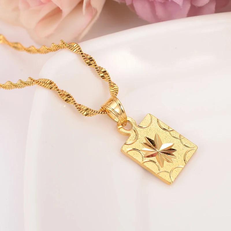 

New Arrival african Dubai India gold color Pendant Necklace For Women FashionSquare girls women Necklace Wedding Jewelry gift