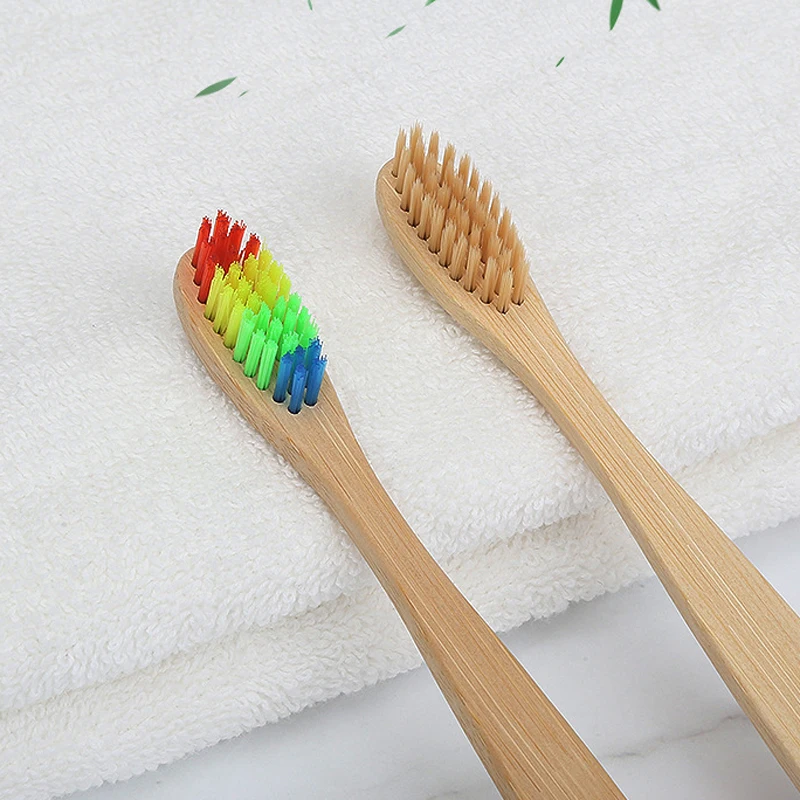 3 шт красочные головы Зубная щётка отбеливание зубов Защита окружающей среды Низкоуглеродистая деревянный ручка зубная щетка для ухода за