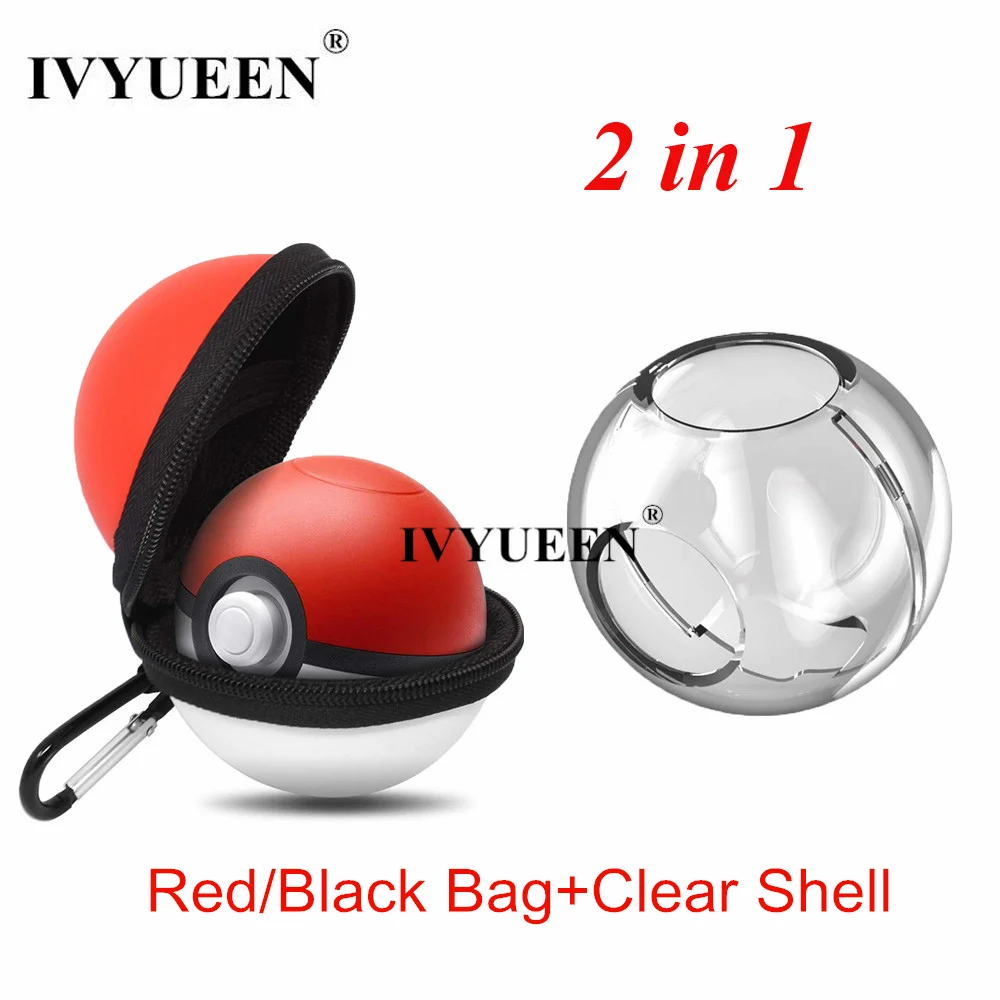 

IVYUEEN 2 in 1 Poke Ball Plus Case for Nintend Switch Pokeball Controller Red/Black Carrying Bag & Crystal Clear Protector Shell