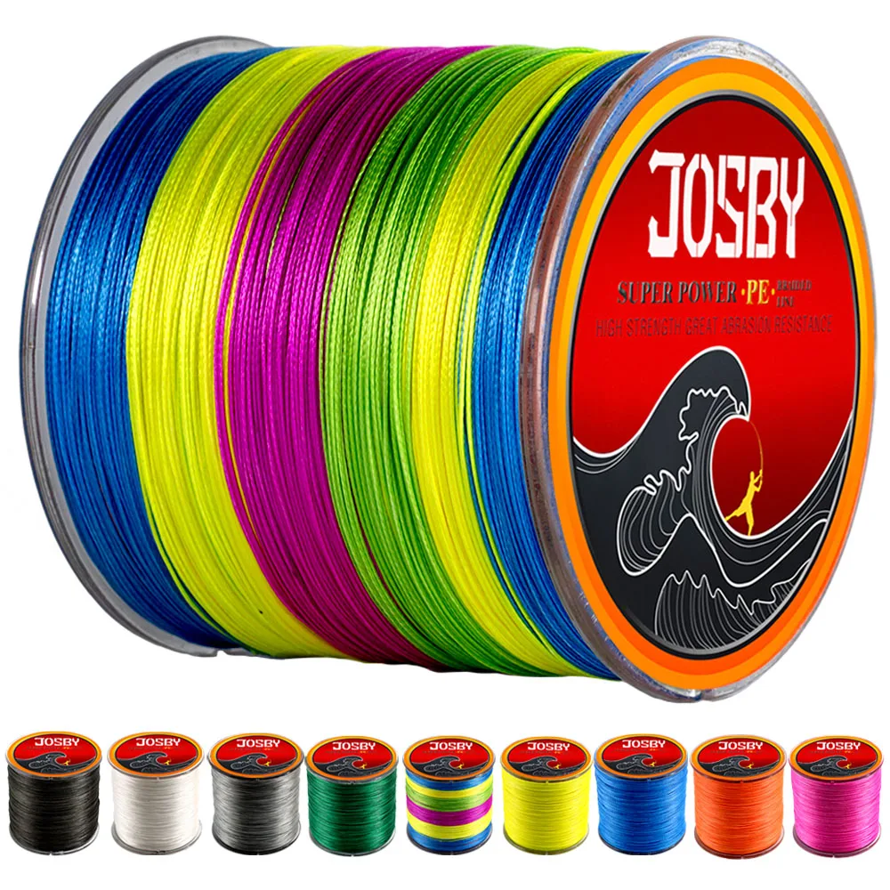 

JOSBY Multicolour PE Braided Wire 8 Strands Multifilament Japanese technology Fishing Line 300M 500M 1000M 10LBS-80LBS