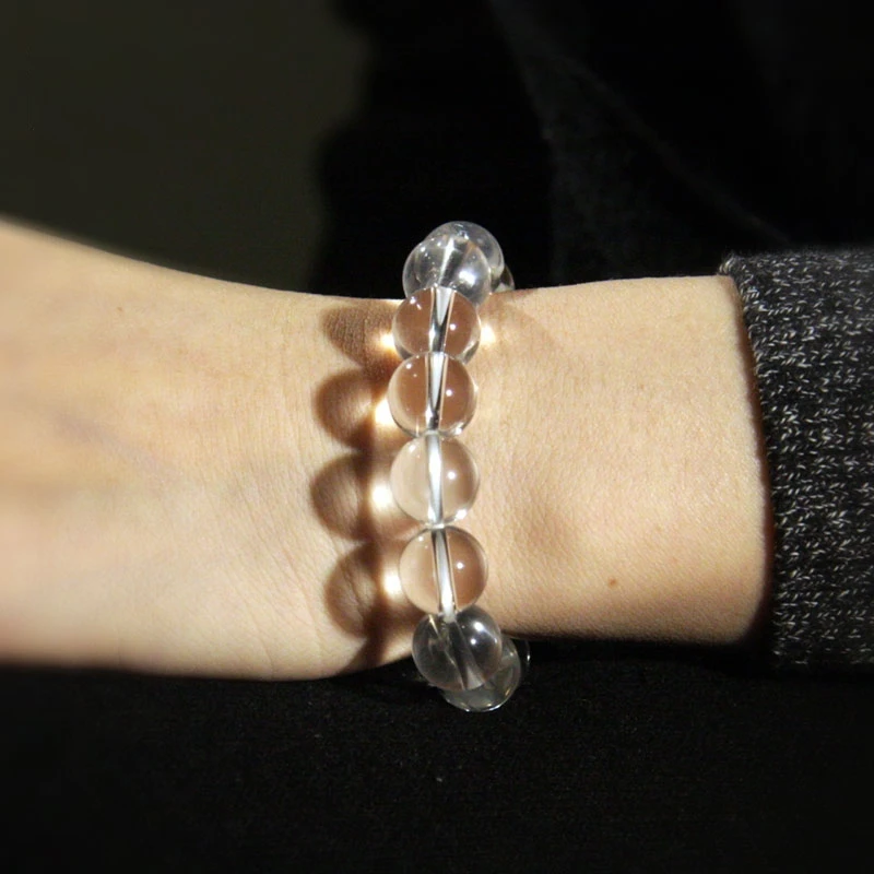 

Natural Crystal 1.2cm Rock Crystal White Quartz Beads Tibetan Buddha Prayer Mala Bracelet For Woman Buddhist Jewelry