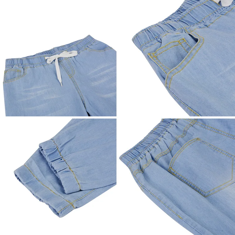 Puimentiua New Mom Jeans Pants Vintage High Elastic Waist Jeans New Womens Pants Full Length Pants Loose Ccowboy Pants Plus Size