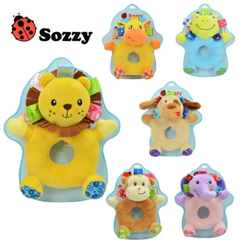 

Sozzy Baby Toy plush doll rattles Climb climbing BB stick Hand wand mirror Soft cartoon dog Monkey lion Animal Toy cute children