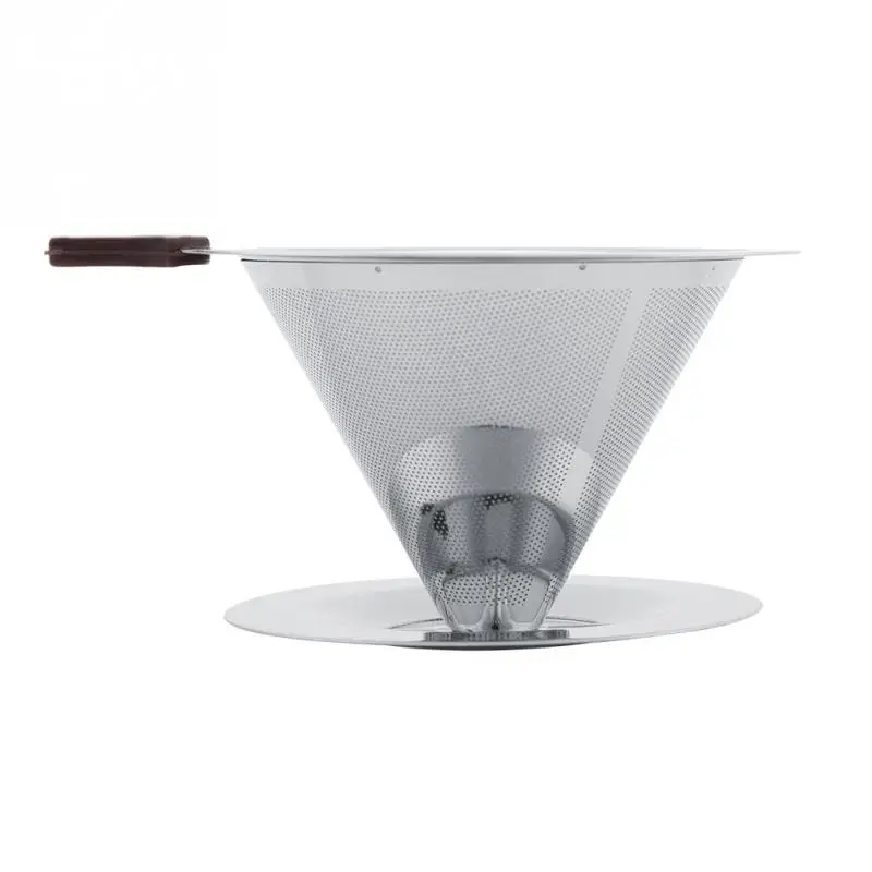 

Stainless Steel Coffee Filter Reusable Double Layer Brew Dripper with Cup Stand Coffee Filter Baskets