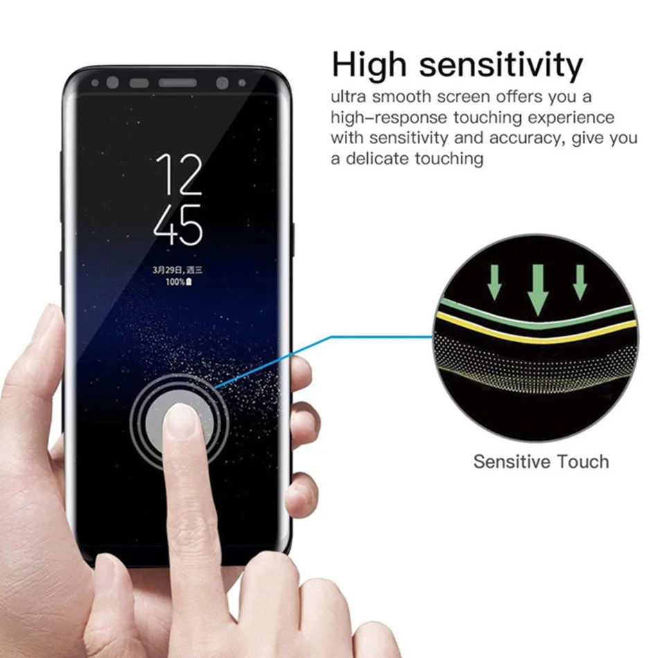 40D изогнутое закаленное стекло для samsung Galaxy S8 S9 Plus Note 8 9 Защита экрана для samsung A8 A6 S7 Edge защитная пленка