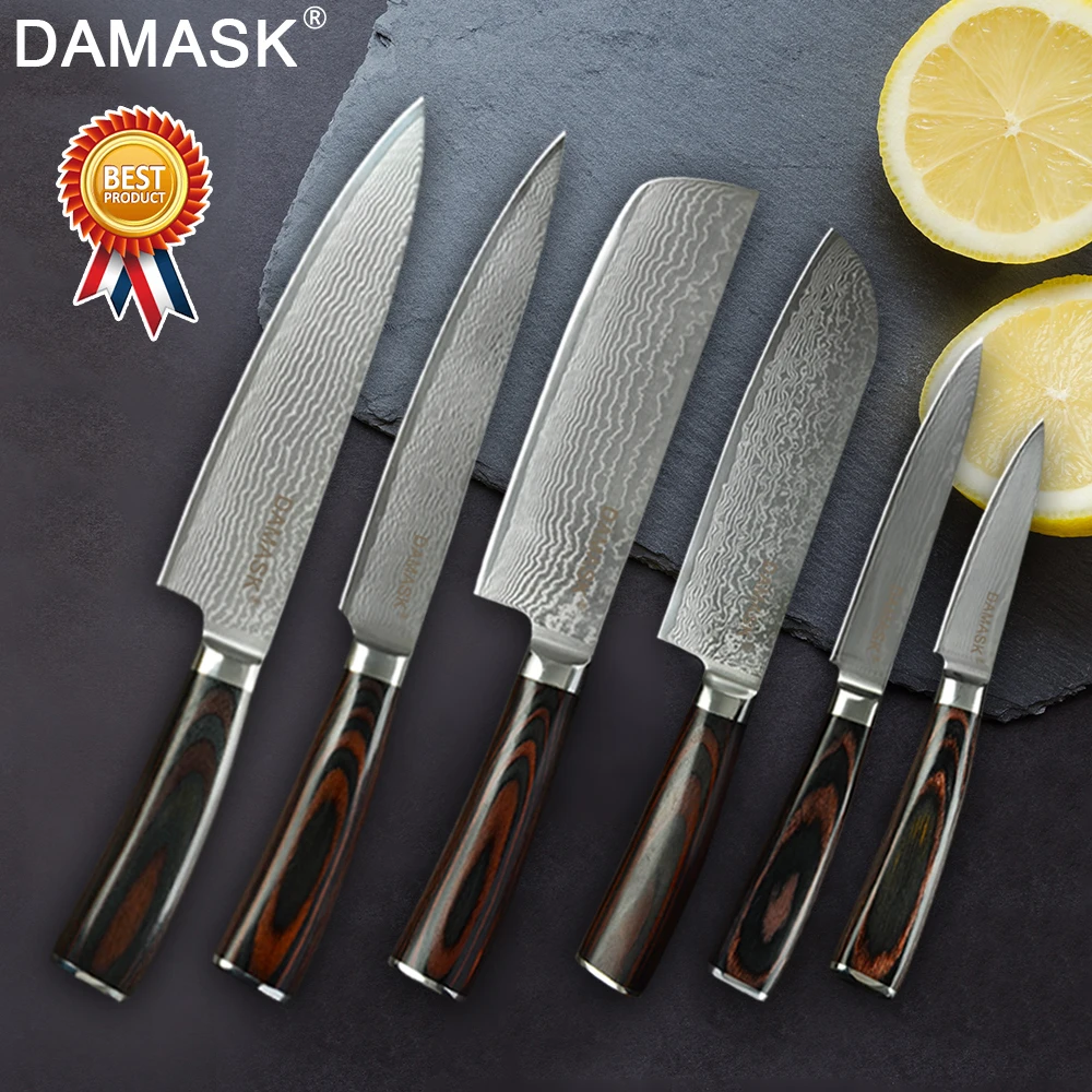 

Damask Chef Knives 67 Layers VG10 Damascus Steel Santoku Kitchen Knives Sharp Cleaver Slicing Knives Best Gift High Quality