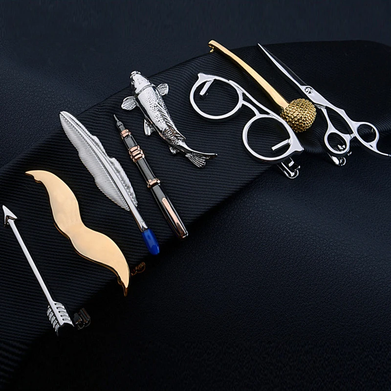 

Creative Men's Tie Clip Bar Necktie Pin Clasp Clamp Party Pipe Pen Key Glasses Leaf Male Charm Gifts Fashion Shirts Tie Clips