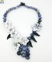 Новый Glassic натурального нефрита содалит цветы на полочки листьев ожерелье для вечеринки 20 inch леди