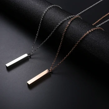 

Personalized Custom Engrave Name white Gold Tone Stainless Steel Solid Bar Charm - Custom Made with Any Name Gift Jwewlry