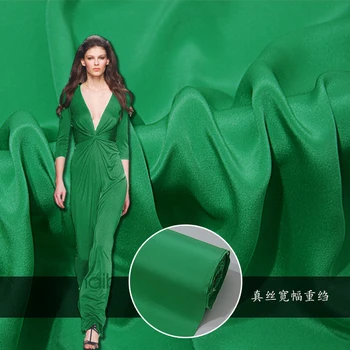 

Green fashion cloth 137cm wide 30mm heavy solid color silk Crepe de Chine clothing skirt silk cloth silk printed fabric