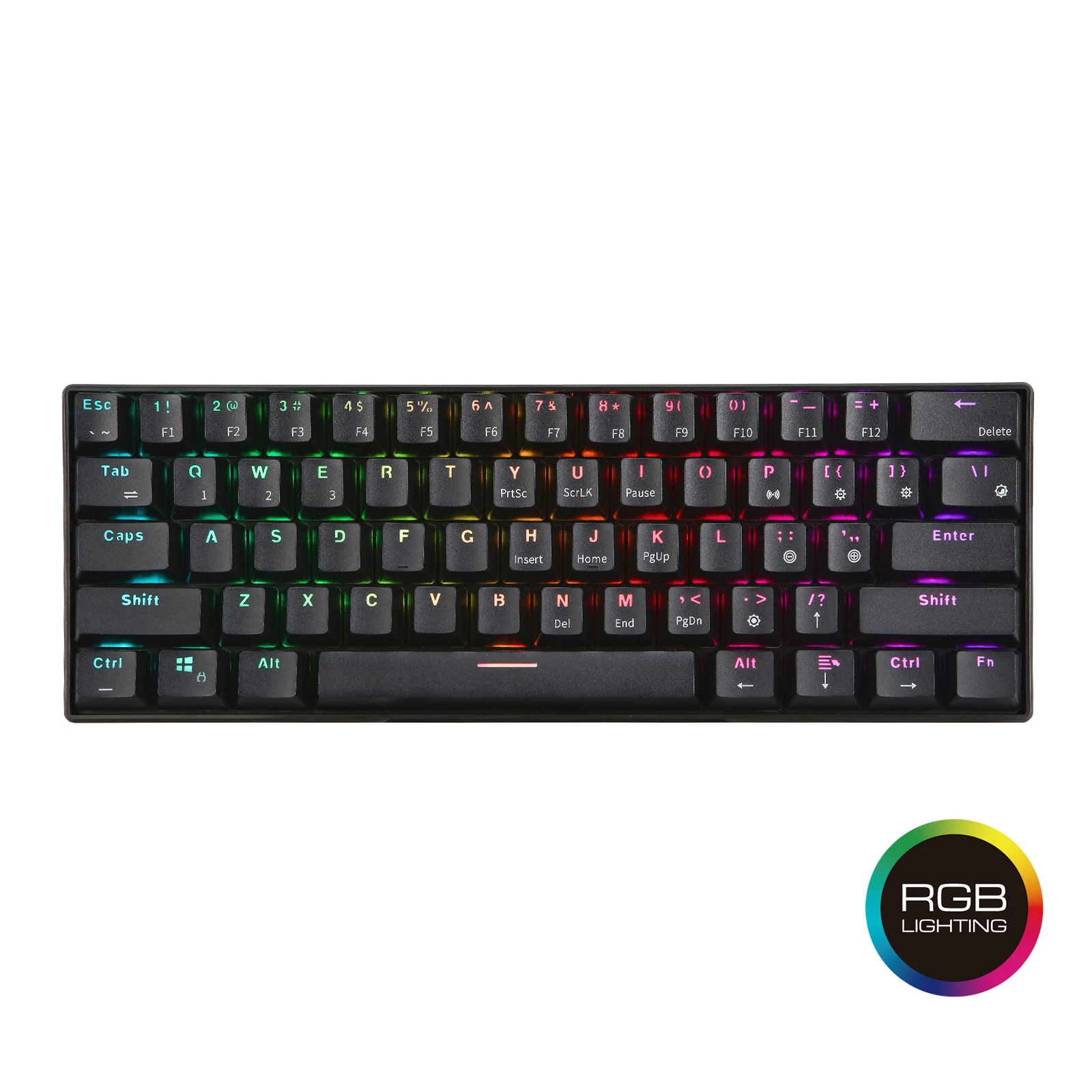 RK61 Беспроводной Bluetooth Механическая игровая Портативный 60% Клавиатуры 61 клавиш rgb-пульт одной светодиодной подсветкой Подсветка, темно-синий, коричневый, красный переключатель