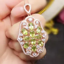 Натуральное Настоящее ожерелье из перидота кулон 925 серебро 0.95ct* 10 шт драгоценный камень для мужчин или женщин# T1922511