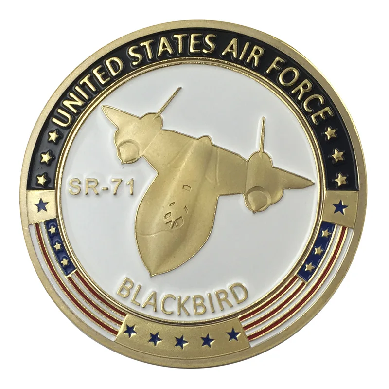 

United States Air Force USAF SR-71 BlackBird Gold-plated Challenge Coin 1315#