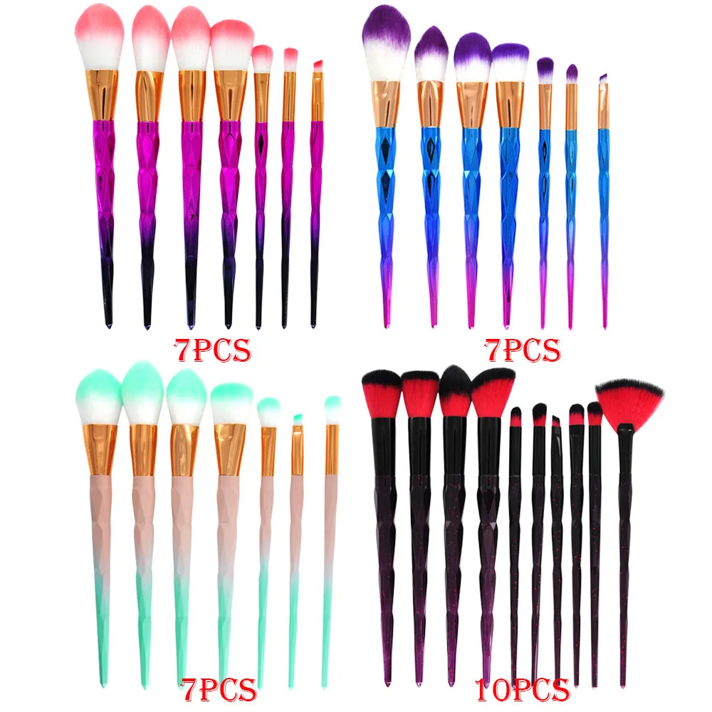 

7 Pcs Unicorn Diamond Makeup Brushes Professional Makeup Brushes Set Eye Shadow Make Up Fan Makeup Brush Set Professional