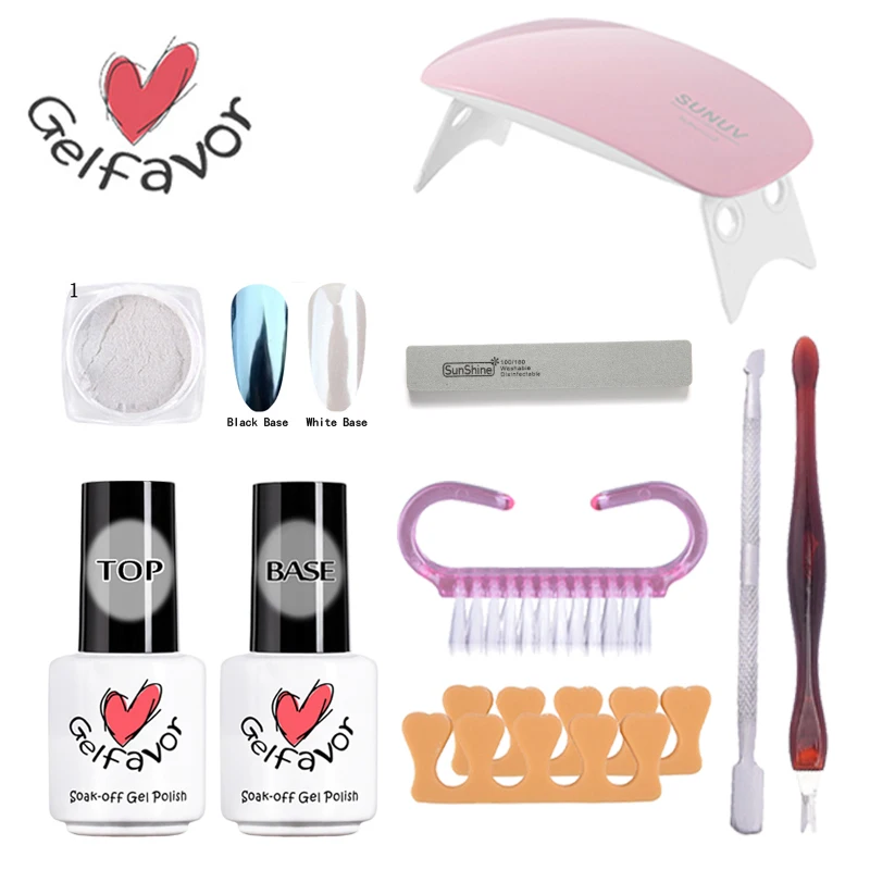 

Gelfavor Top Base Sticker Primer LED UV Lamp for Nails Kits Set For Nail Glitter Mirror Sculpture Powder Acrylic Powder
