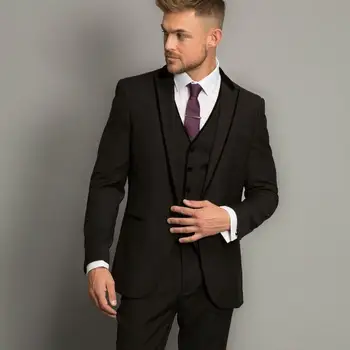 

Fashionable One Button Charcoal Groom Tuxedos Groomsmen Men's Wedding Prom Suits Bridegroom (Jacket+Pants+Vest+Tie) K:752