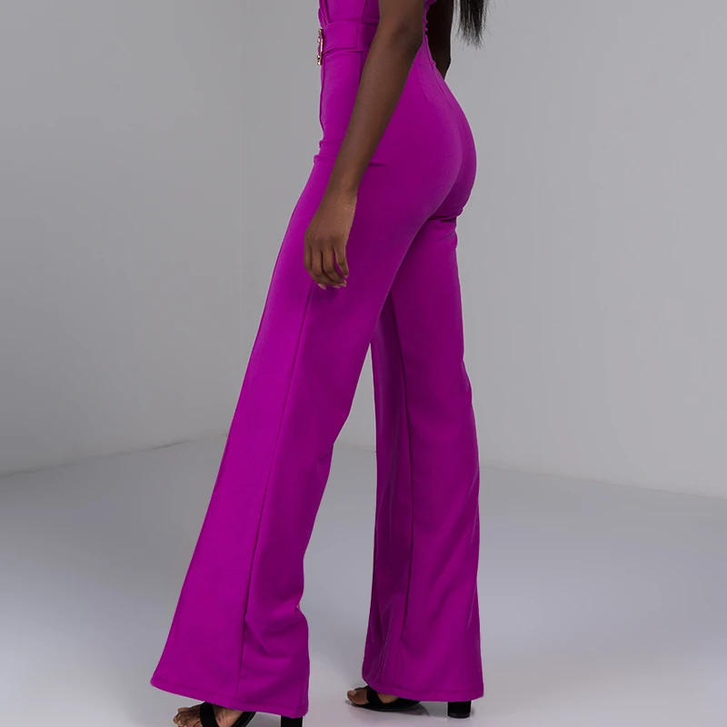 AKIRA Women's Neon Blacklight Cross Front Sleeveless Gold Buckle Detail Pleated Trouser Jumpsuit (2)