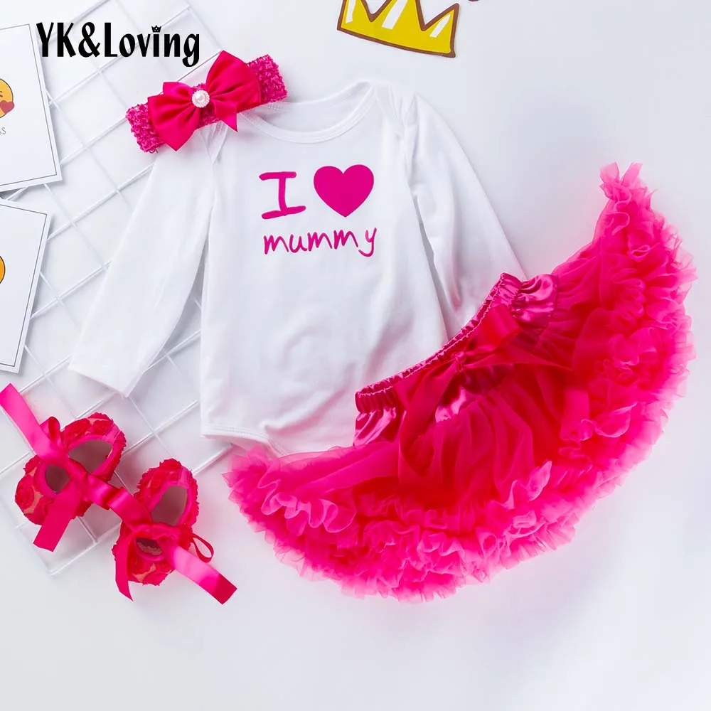 YK&Loving Baby Girl Skirts Set Mother's Day Theme Pink Skirts With Bow Shoes Newborn Baby Girl Clothes Cute Cotton Warm Skirts