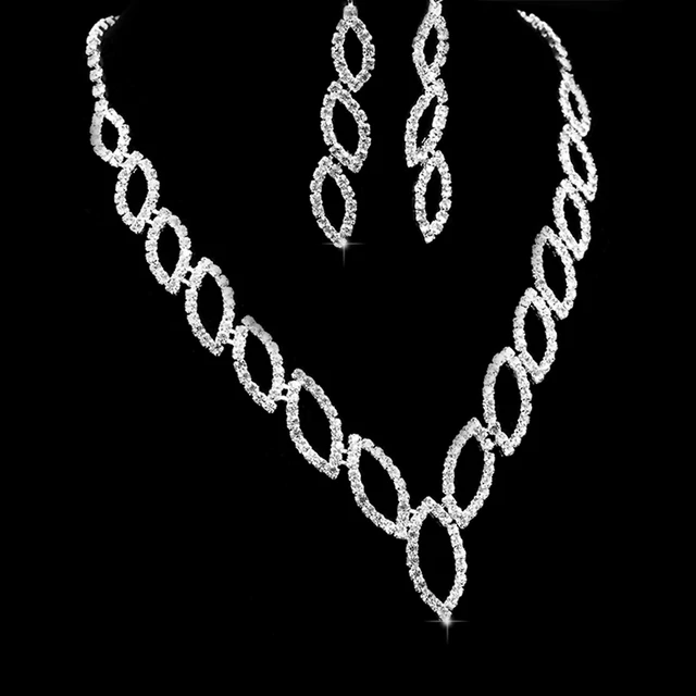 High Grade Clic Luxury Simple Beautiful Bride Wedding Jewelry High Grade Clic Luxury Simple Beautiful Bride Wedding Jewelry Sets Silver Fashion Rhinestones Bridal Set