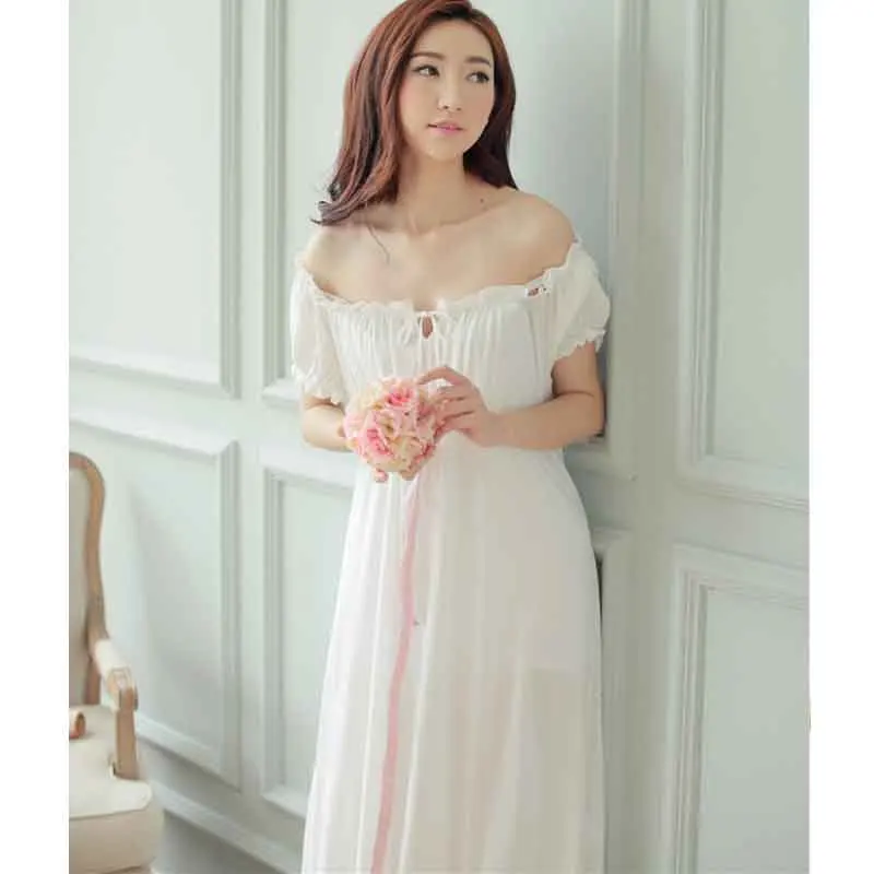 Hot Womens Long Sleeping Dress White Nightgown Short Sleeve Summer