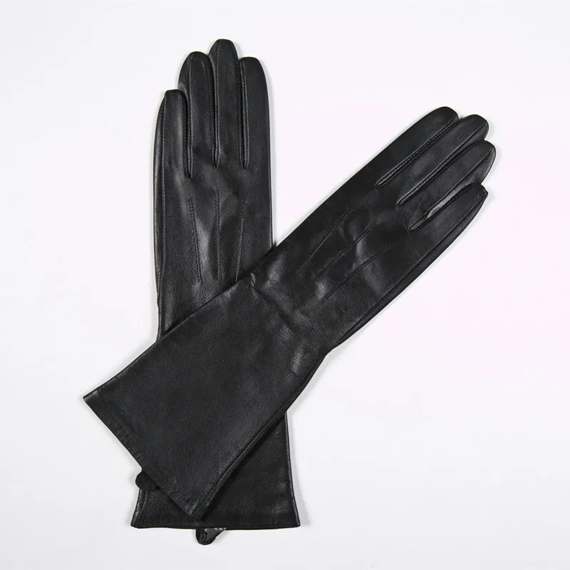 Gours зимние длинные перчатки из натуральной кожи для женщин, Осенние новые модные брендовые черные теплые перчатки из козьей кожи, варежки GSL024