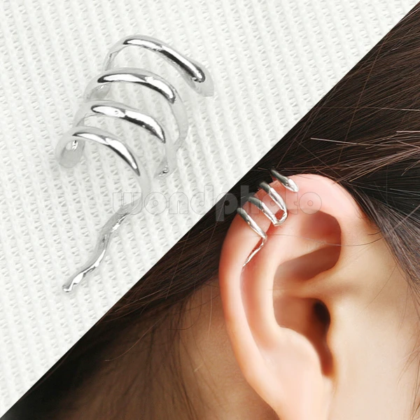 New Silver Colour Snake Cartilage Ear Cuff Wrap Clip On Earring HOT