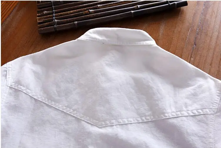Helisopus хлопковые льняные рубашки мужские с длинным рукавом Повседневные белые рубашки с карманом мужские классические мешковатые рубашки