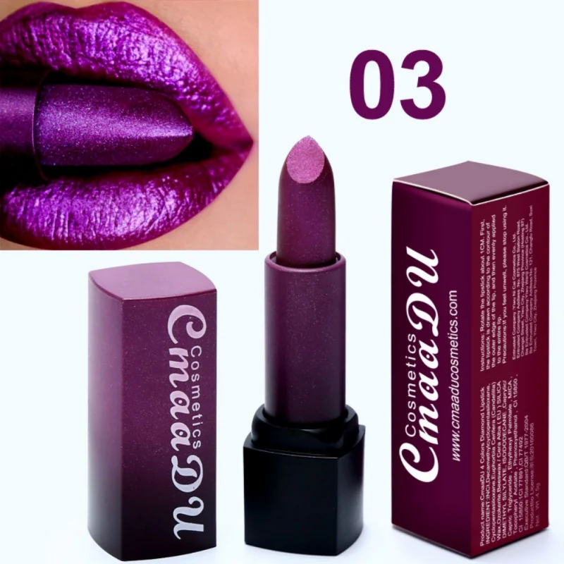 

Women Glitter Diamond Shimmer Lipstick Makeup Waterproof Lip Sticks Tint Golden Lipsticks