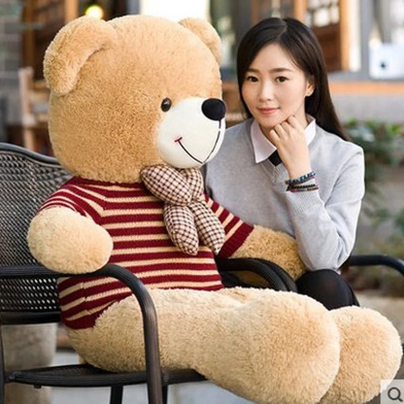 

1.8 Meter Blue/Red striped sweater Large Bear Giant Teddy Bear Plush Toy Gift Plush Soft Stuffed Bear High Quality Cotton