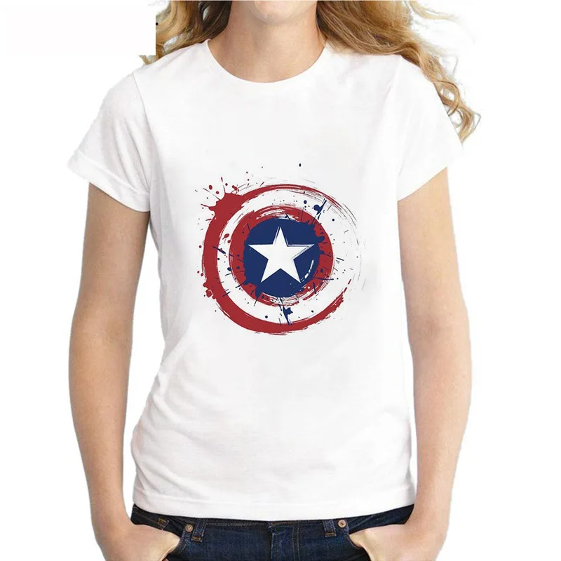 

Marvel Movie Captain America Plus Size Loose O-NECK Modal Short Sleeve Tshirt Women Fashion Casual Women's Tee Shirt A193291