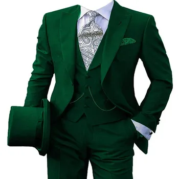 

Custom Mens Suits Men' Wedding Business For Suit 3 Pieces Blazer Vest & Teousers and One Button (Jacket+Pants+Vest)