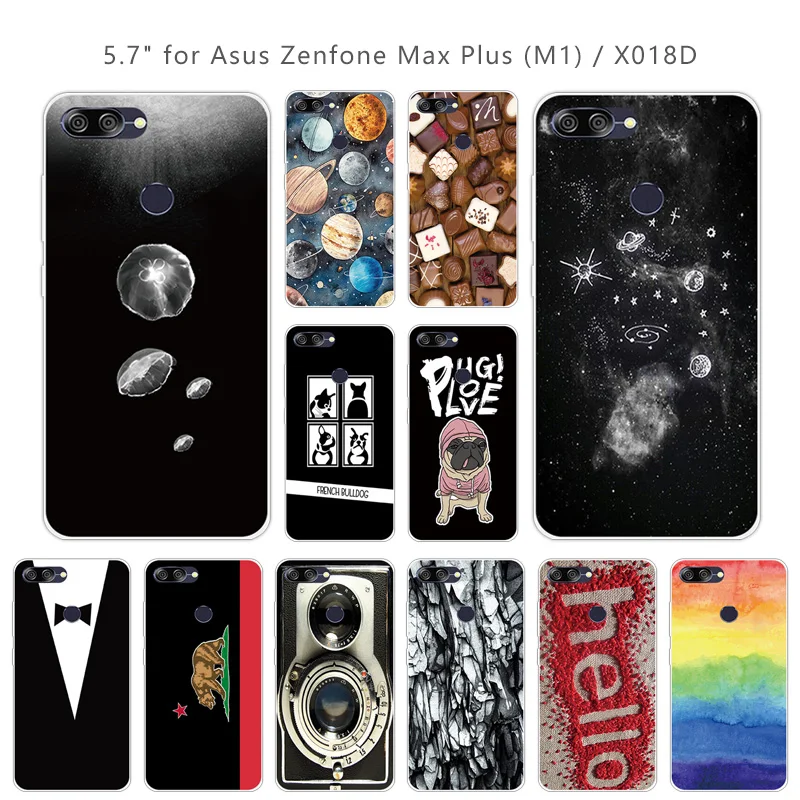 Чехол для Asus Zenfone Max Plus(M1) X018DC ZB570TL мягкий прозрачный силиконовый цветной