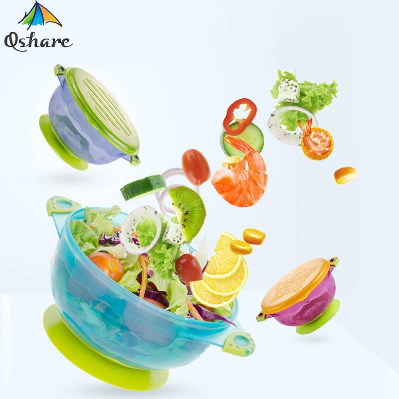 

Qshare 3PCS/LOT Baby Feeding Dishes Kids Suction Cup Bowl Training Safety Tableware Food Container Kids Children Dinnerware