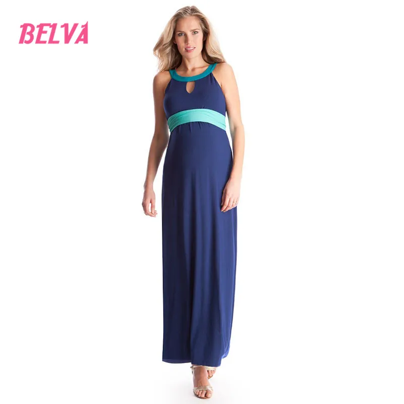 

Belva 2017 Contrast Color party dresses pregnant women high quality maternity photography beach maternity dress with sashesDR938
