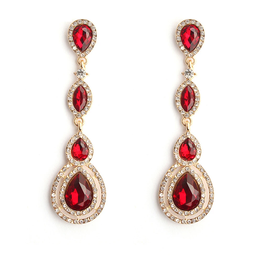 

OLOEY New Fashion Long Earrings For Women Casual Party Female Crystals Dangle Earring Jewelry Accessories Gifts Ladies Hot