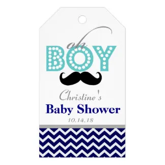 

2x3.5inch Oh Boy Mustache Baby Shower Favor Tags