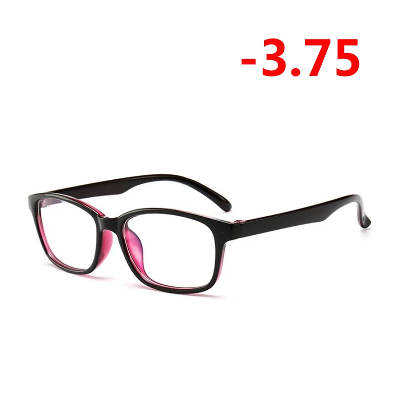 1,0-1,25-1,5-1,75 до-4,0 квадратные очки для близорукости с градусом женские мужские короткие очки для коррекции зрения внешняя Черная внутренняя фиолетовая оправа - Цвет оправы: Myopia 375