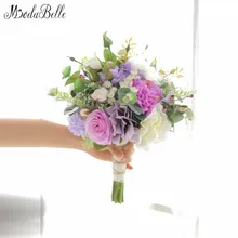 Modabelle Zijde Bloemen braidsboeket невесты букет роз фиолетовый свадебный букет Искусственный Свадебный цветок украшение