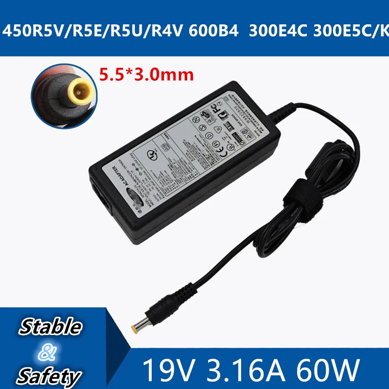 19V 3.16A 60W 5.5*3.0mm Laptop AC Adapter DC Charger Connector Port Cable For Samsung 450R5V/R5E/R5U/R4V 600B4 300E4C 300E5C/K | Компьютеры