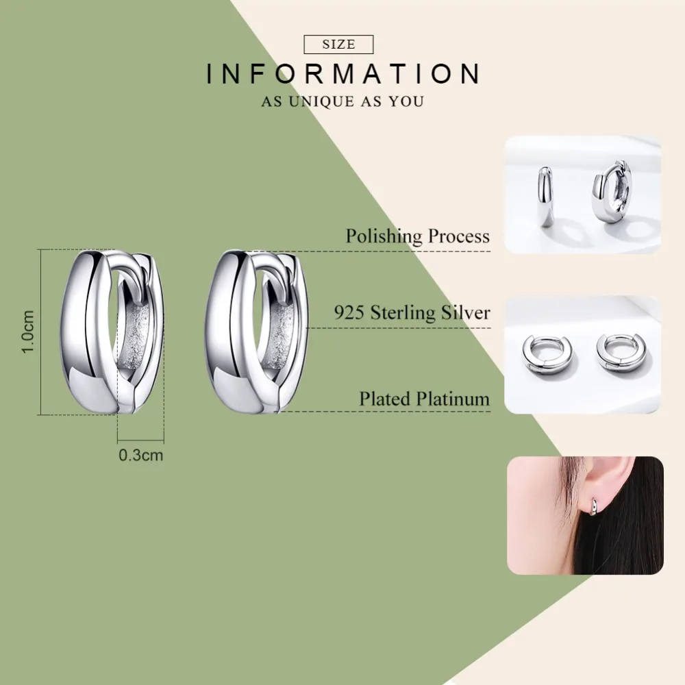 WOSTU стильные минималистичные круглые серьги-кольца 925 пробы серебряные блестящие круглые маленькие серьги для женщин Свадебные ювелирные изделия FIE552