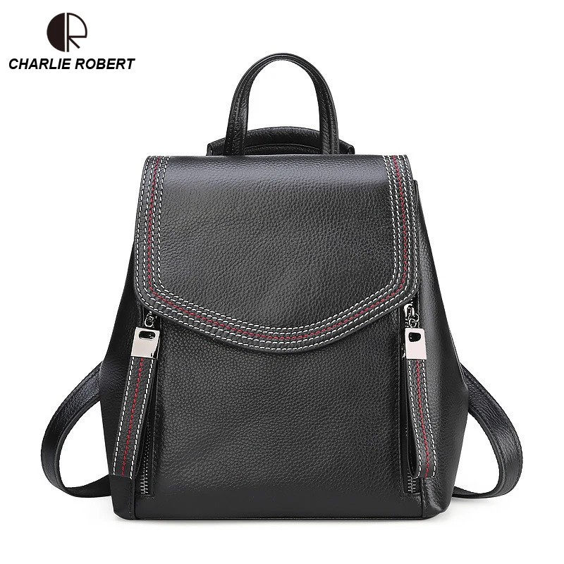 

2019 New Summer Style Women Lady Cow Genuine Leather Backpack Casual Fashion Classic Solid Large Capacity Backpack