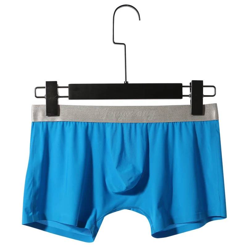 

Sexy Gay Bulge Underwear Men Ice Silk Slip Low Waist Panties For Man Solid Seamless Lingerie cueca Boxer Shorts Underpants M-XXL
